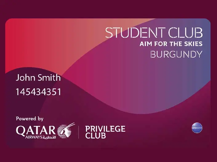 Qatar Airways diák klub törzsutas program hallgatóknak kártya
