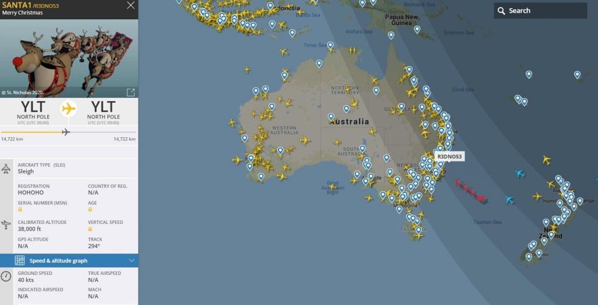 Santa Mikulás Flightradar élő radar