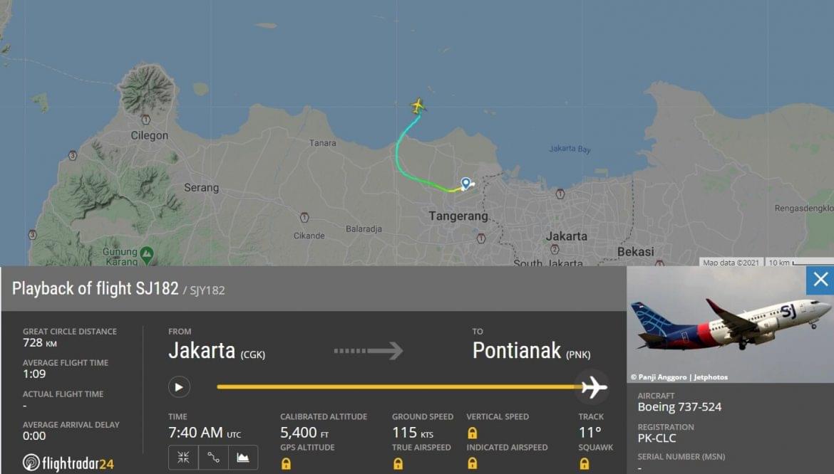 indonéz utasszállító repülőgép eltűnt SJ182 járat Jakarta indonéz repülő