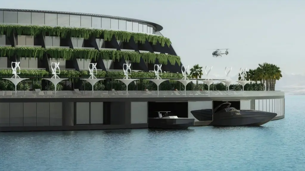 forgó lebegő zero waste hotel Katar Hayriatak zöld szálloda veszteségmentes yacht