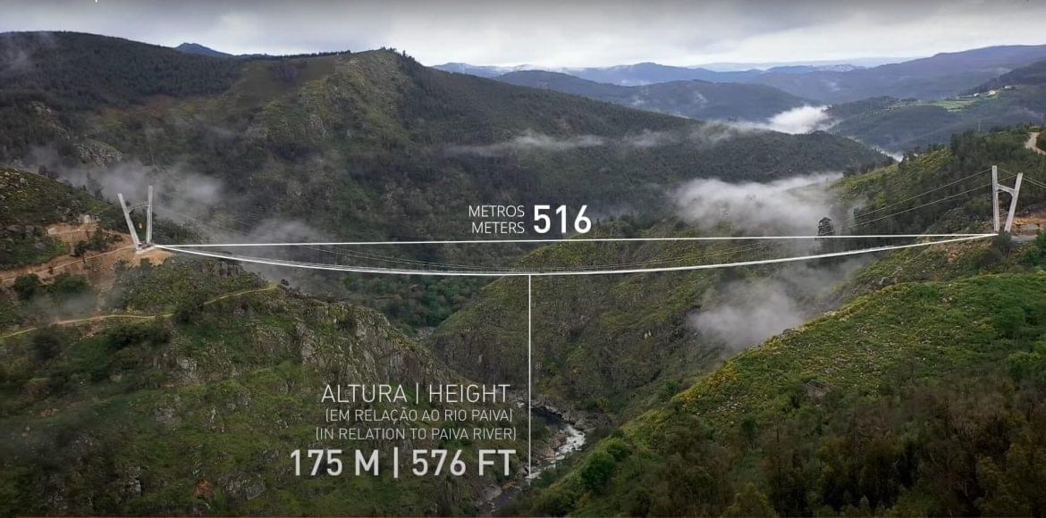 világ leghosszabb gyalogos függőhídja Arouca 516 Portugália