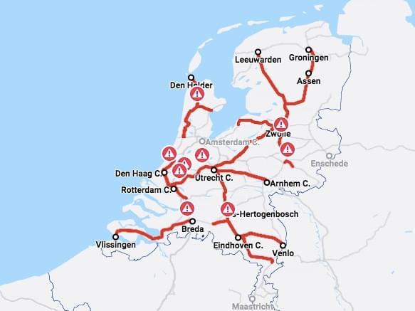 Vonatkáosz Hollandia leállt vasúti közlekedés