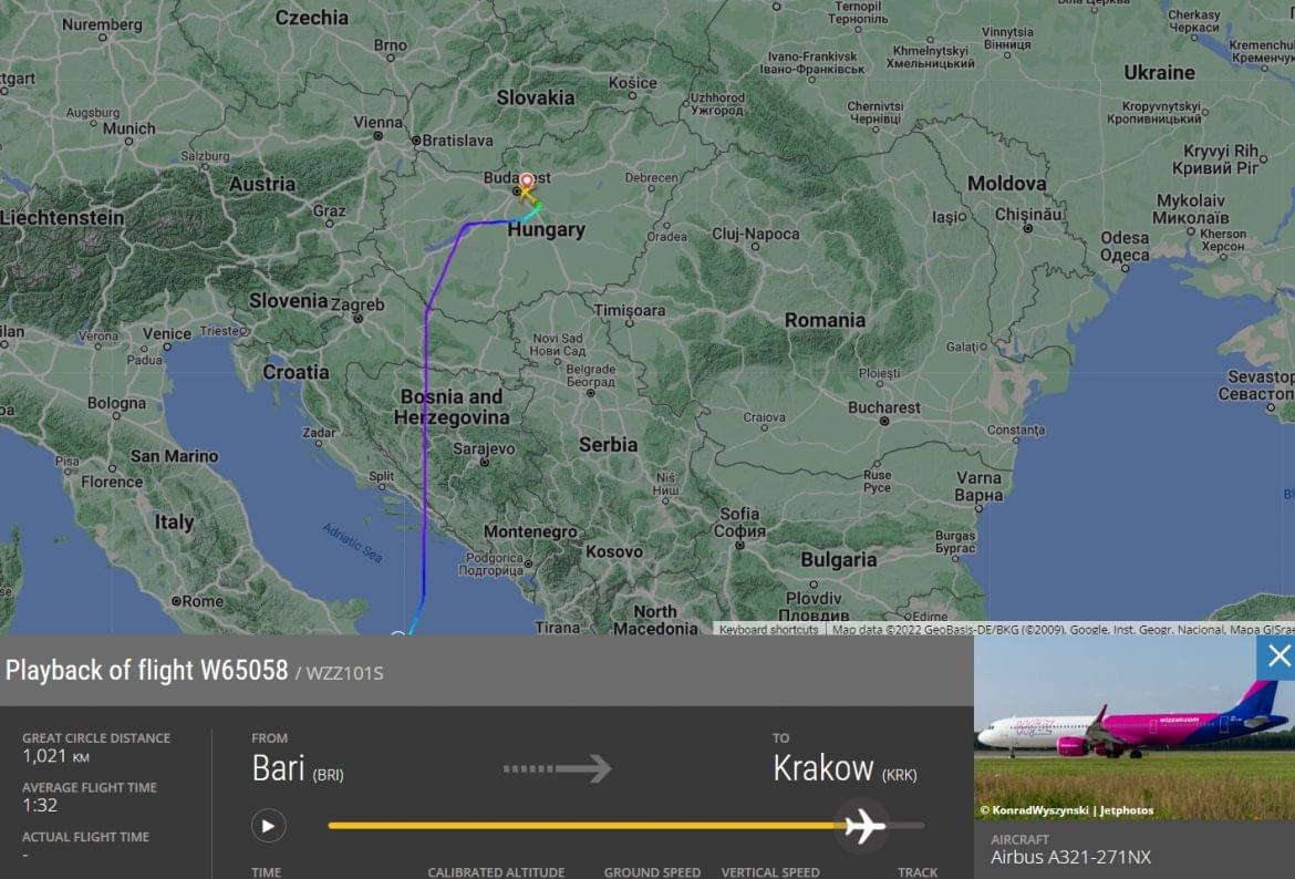 hamis bombafenyegetés Wizz Air Bari Krakkó