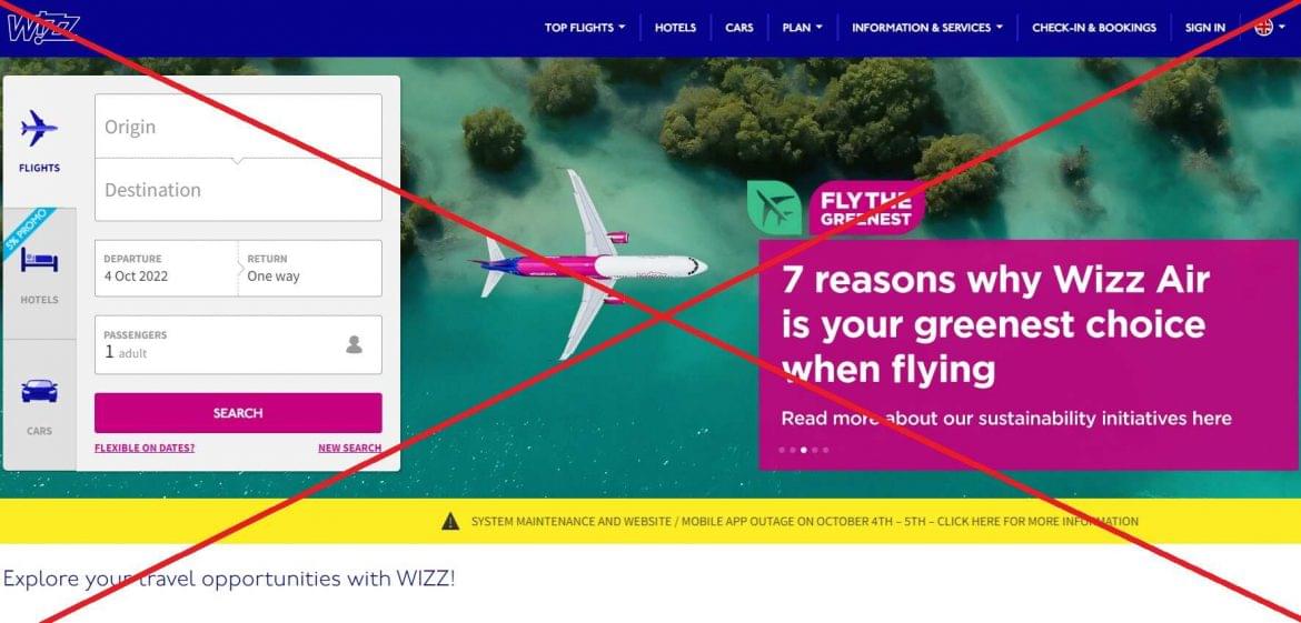 Wizz Air leállás weboldal mobilapp karbantartás