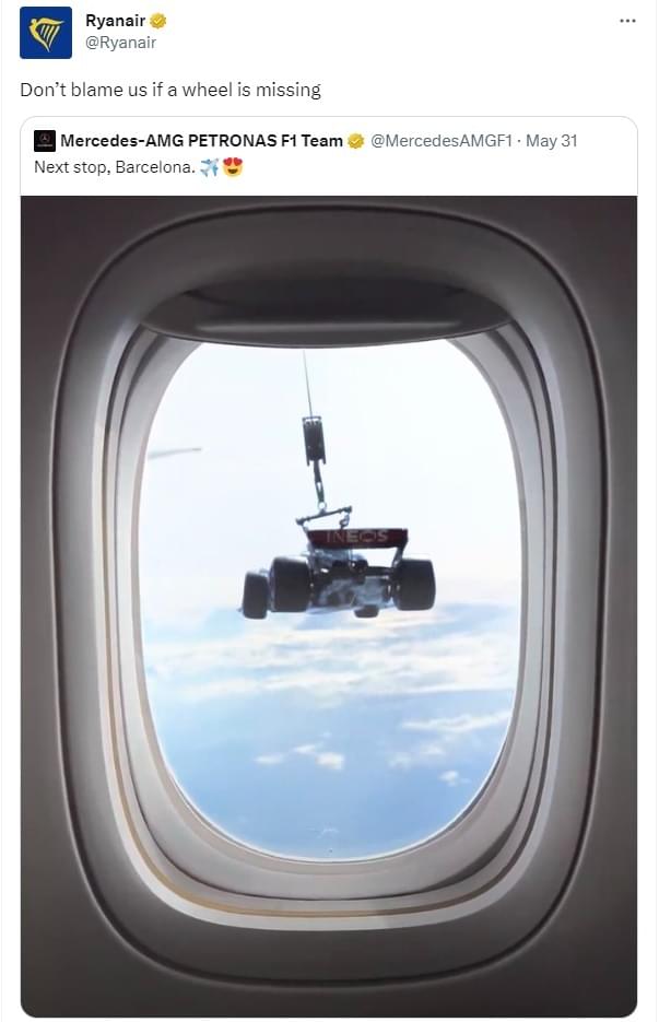 Ryanair Mercedes troll komment Forma-1 spanyol nagydíj