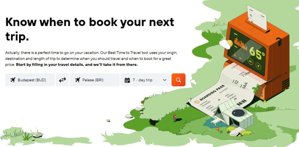 Kayak Best Time to Travel optimális utazás kereső