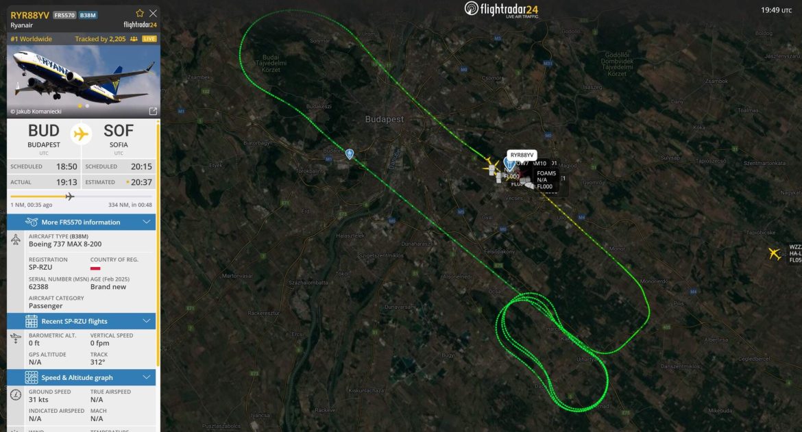 Budapest kényszerleszállás Ryanair Boing 737 MAX Liszt Ferenc repülőtér Ferihegy