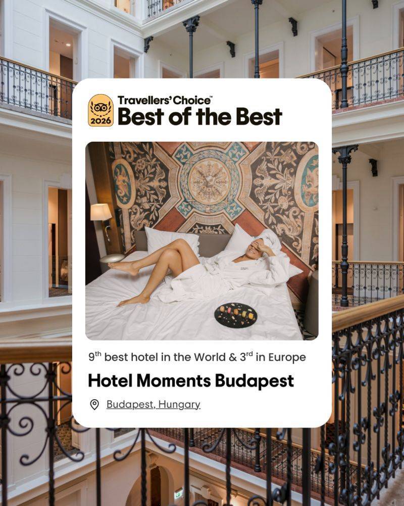Hotel Moments Budapest, a Tripadvisor 2026-os rangsora szerint a világ 9. legjobb szállodája