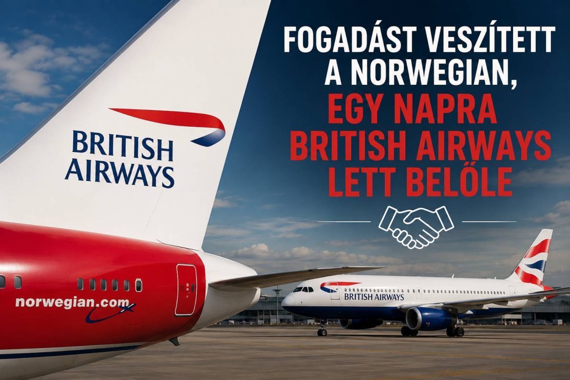A Norwegian közösségi oldalán a British Airways logója egy elvesztett fogadás után