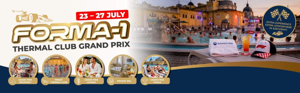 A Magyar Nagydíj hétvégéjén különleges programokkal várja a vendégeket a budapesti Széchenyi fürdő. Friday Thermal Club, divatbemutató, gourmet falatok és exkluzív spa élmények teszik teljessé a Formula–1-es hétvégét.
